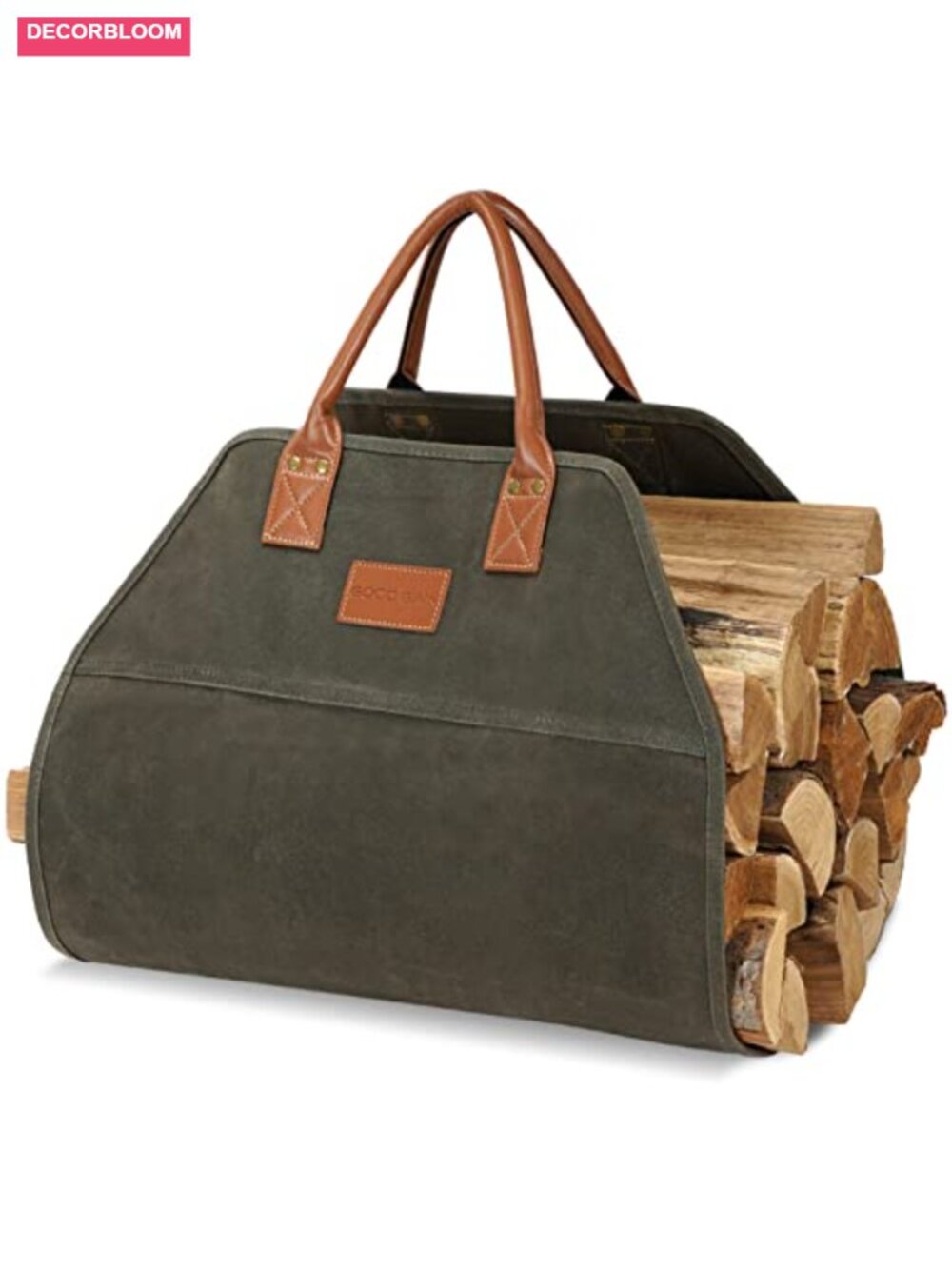 Waxed Canvas Firewood Carrier Log Tote 36x18.5in Heavy Duty with Handle